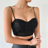 Sequined Strap Short Party Vest