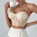 Sequined Strap Short Party Vest