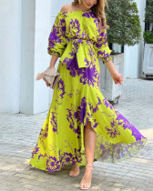 Floral Print Irregular Casual Maxi Dress