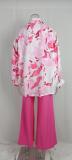 Solid Color Elegant Loose Print Blouse + Long Trousers
