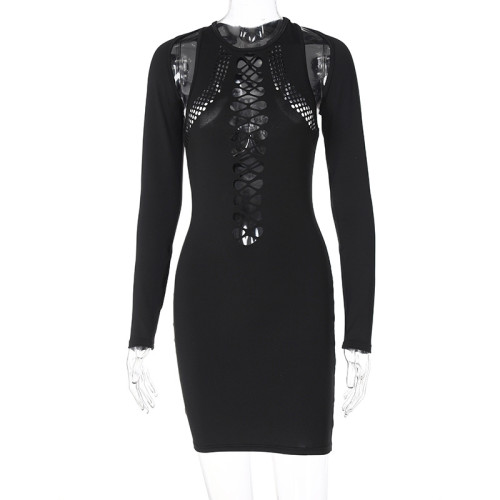 Sexy Hollow Out Tight Fitting Little Black Dress