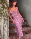 Sexy Flower Print Strap Long Dress