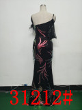 Elegant One Shoulder Prom Dress Sequins Party Dress Feather Evening Dress