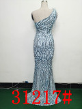 Formal Slash Shoulder Prom Dress Feather Party Dress Sequin Evening Dress