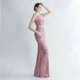 Formal Slash Shoulder Prom Dress Feather Party Dress Sequin Evening Dress