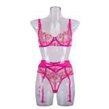 Sexy Pearl Embroidery Floral Bra Set Valentine's Lingerie