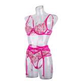 Sexy Pearl Embroidery Floral Bra Set Valentine's Lingerie