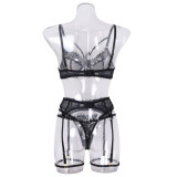 Sexy Underwear Lace See Through Garter Lingerie Set