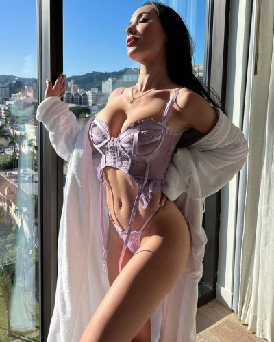 Purple Sexy Underwear Floral Lace Bra Set Valentine's Lingerie