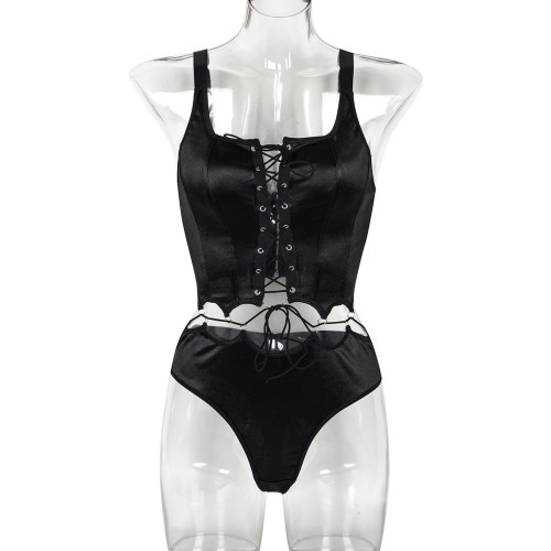 Sexy Lace-Up Removable Lingerie Set