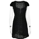 Sexy Floral Hollow Out Lace-Up Party Dress