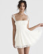 Sexy Lace Trim High Waisted Wide Strap Dress