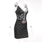 Sexy Lace-Up Straps Lace Mini Dress