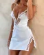 Sexy Side Slit Straps Lace Mini Dress