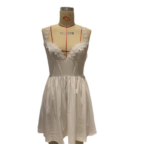 Casual Lace Patchwork Cross Back White Holiday Dress