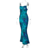 Party Sexy Floral Straps Long Maxi Dress