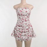 Party Sexy Strapless Floral Short Holiday Dress