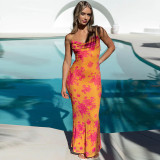 Party Sexy Floral Straps Long Maxi Dress