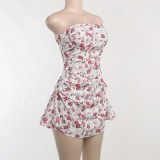 Party Sexy Strapless Floral Short Holiday Dress