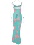 Party Sexy Floral Straps Long Maxi Dress