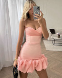 Formal Solid Color Bud Hem Straps Party Dress