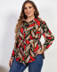Autumn Casual Print Long Sleeve Plus Size Blouse
