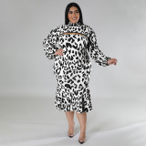 Autumn Leopard Print Sexy Plus Size Party Dress