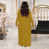 	 Autumn Winter Casual Solid Color Ribbed Plus Size Three Piece Outfit 