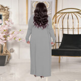 	 Autumn Winter Casual Solid Color Ribbed Plus Size Three Piece Outfit 
