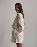 Autumn Casual Heart Print Ruffles Two Piece Cotton Loungwear