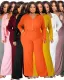 	 Autumn Winter Casual Solid Color Ribbed Plus Size Three Piece Outfit