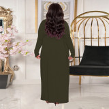 	 Autumn Winter Casual Solid Color Ribbed Plus Size Three Piece Outfit 