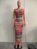 Digital Print Sleeveless Sexy Long Bodycon Dress