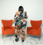 Casual Print Plus Size Slash Shoulder Formal Jumpsuit