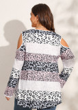 	 Plus Size Print Cut Out Casual Blouse 