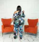 Casual Print Plus Size Slash Shoulder Formal Jumpsuit
