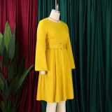 S-3X Formal O-Neck Wear to Work Midi Plus Size Office Dress