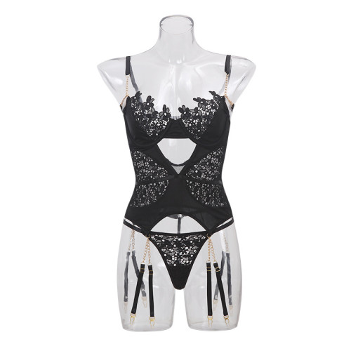 Sexy Sleepwear Lace Floral Hollow Out Garter Lingerie