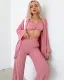 Cute Solid Color Three Piece Loungewear Pajama Set 