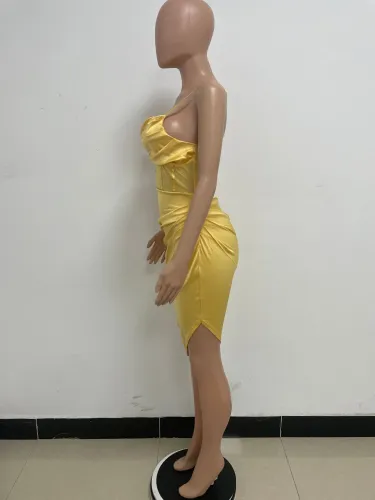 Autumn Party Sexy Straps Irregular Satin Party Dress