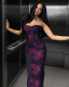 Party Sexy Slim Fit Straps Floral Long Dress