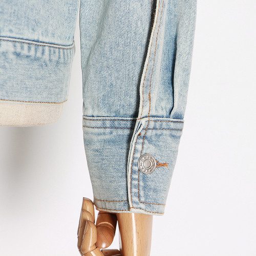 Asymmetrical tube top denim autumn cut out personalized casual jacket top
