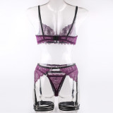 Sexy women's lace underwiredbra set four-piece lingerie set