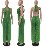 Sexy Deep-V Backless Ruffles Party Jumpsuit
