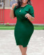 Solid color large size V-neck bodycon African dress