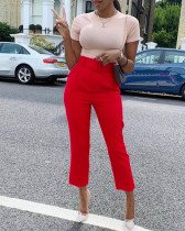 Autumn and winter elegant wear-to-work professional trousers high-waisted casual pants + belt