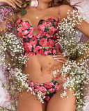 Sexy lingerie midnight charm floral hollow backless sexy bra set