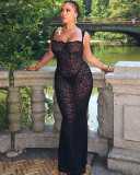 Sling lace sexy see-through slim dress fashion temperament hot girl fishtail long dress