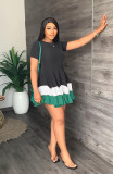 Fashionable patchwork contrasting color casual dress
