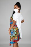 Casual printed contrast dress